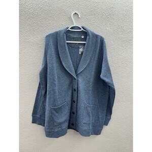 Orvis Womens Cardigan Size XL Blue Button Up Shawl Neckline Sweater NWOTs